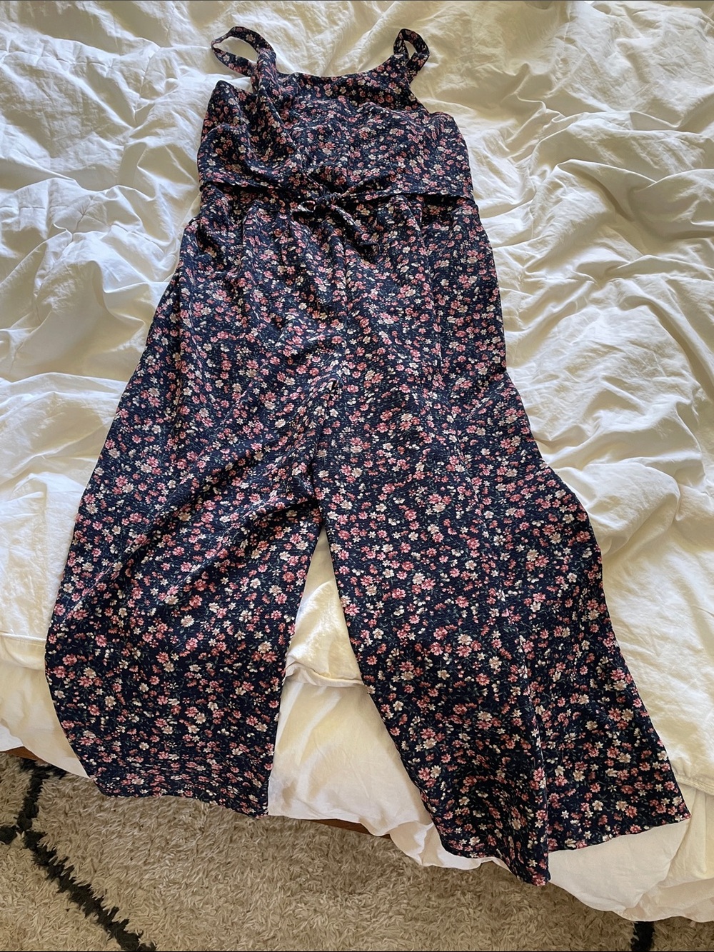 Knitworks Navy Jumpsuit with Pink Floral Print
